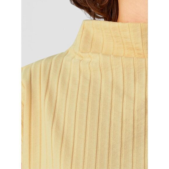Eileen Fisher Washable Stretch Rib Funnel Neck Square Top in Pale Yellow NWT Siz - Picture 3 of 9